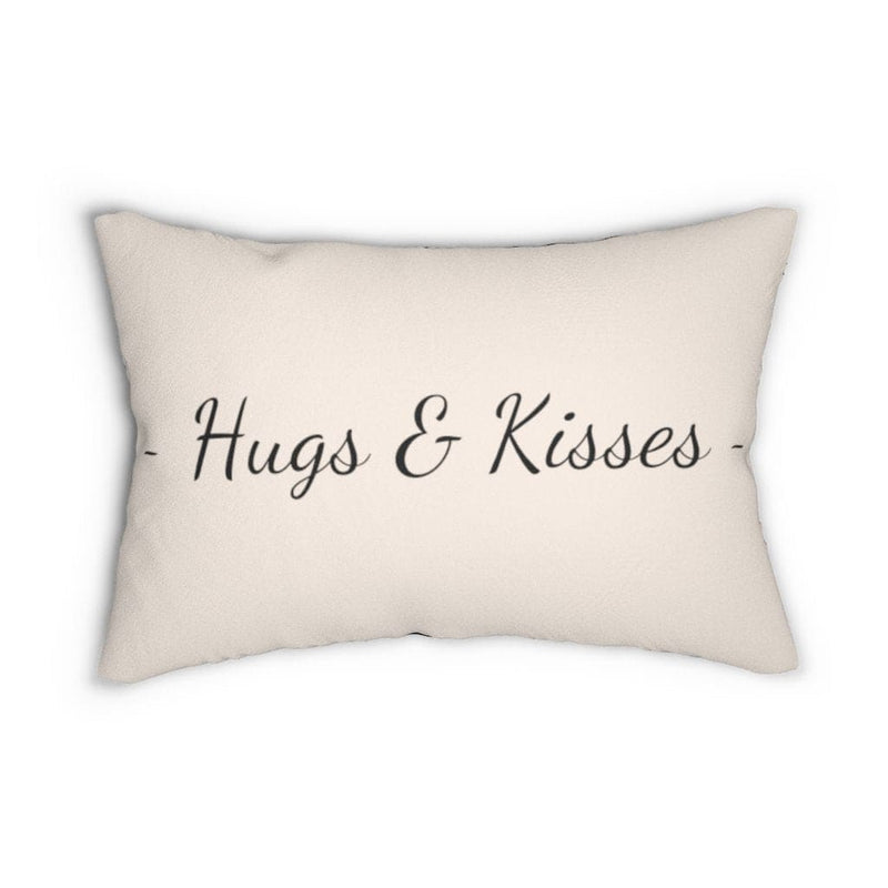 Decorative Throw Pillow - Double Sided Sofa Pillow / Hugs & Kisses - Beige Black-2