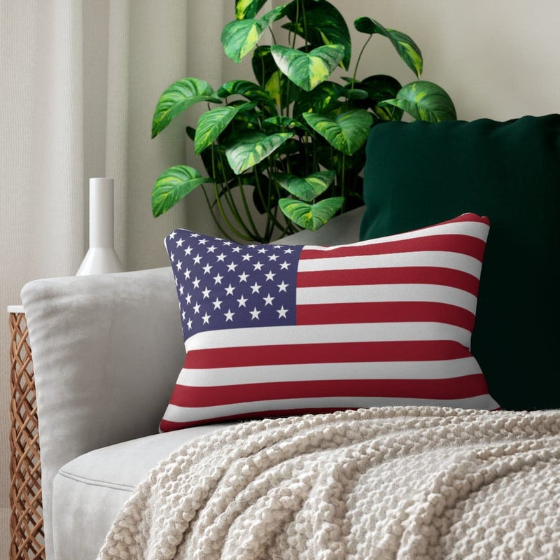 Decorative Lumbar Throw Pillow, Usa Flag Pattern-0