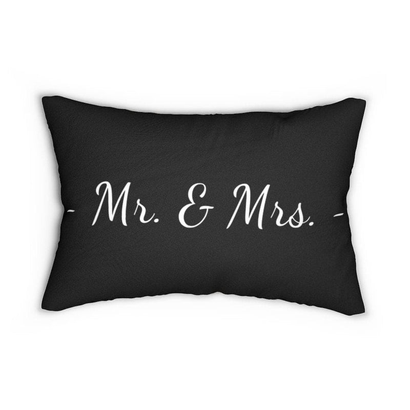 Decorative Throw Pillow - Double Sided Sofa Pillow / Mr. & Mrs. - Beige Black-3