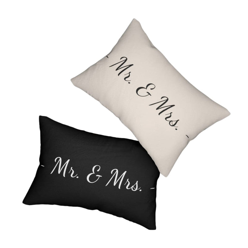 Decorative Throw Pillow - Double Sided Sofa Pillow / Mr. & Mrs. - Beige Black-1