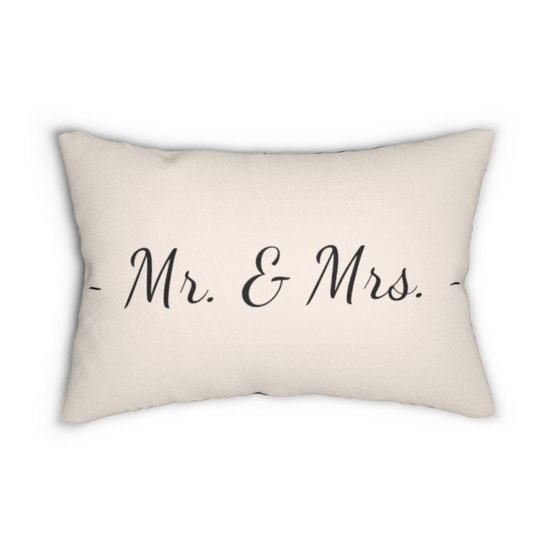 Decorative Throw Pillow - Double Sided Sofa Pillow / Mr. & Mrs. - Beige Black-2