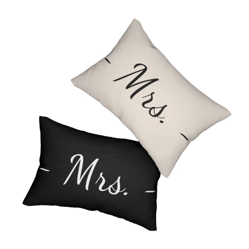 Decorative Throw Pillow - Double Sided Sofa Pillow / Mrs. - Beige Black-1