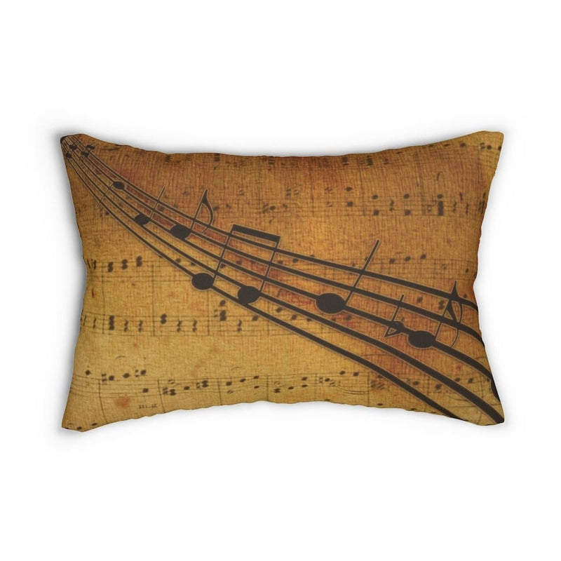 Decorative Throw Pillow - Double Sided Sofa Pillow / Musical Notes - Brown-1