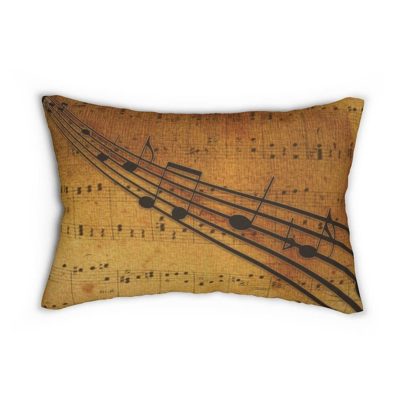 Decorative Throw Pillow - Double Sided Sofa Pillow / Musical Notes - Brown-2