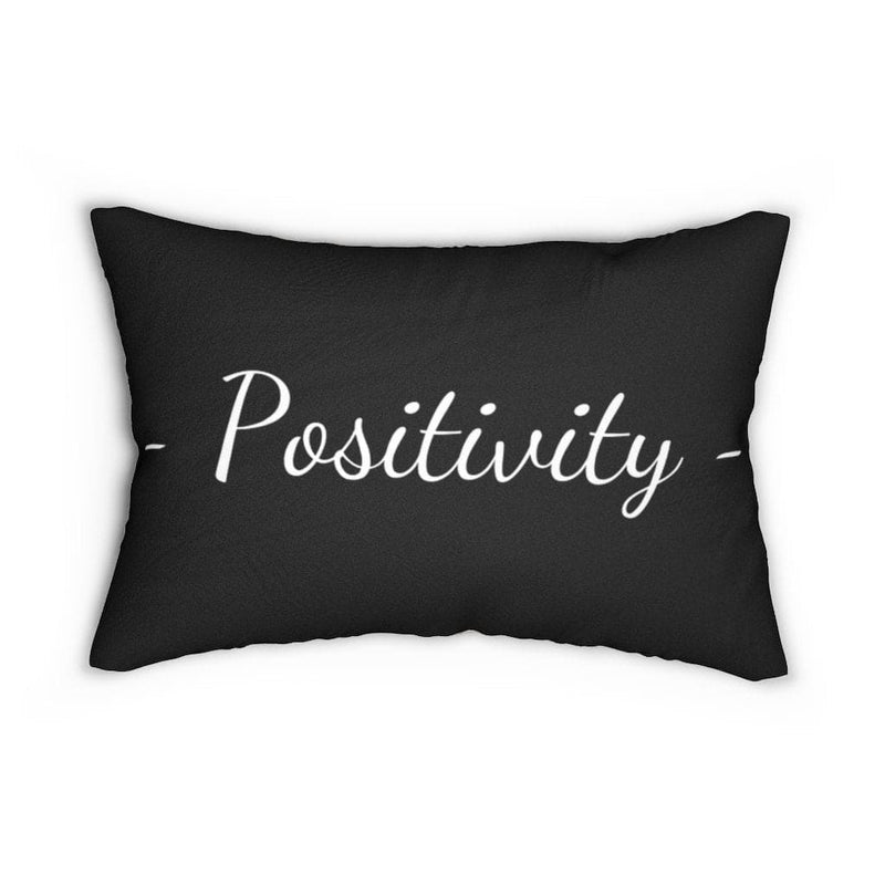 Decorative Lumbar Throw Pillow, Beige And Black Positivity Word Art Print-3