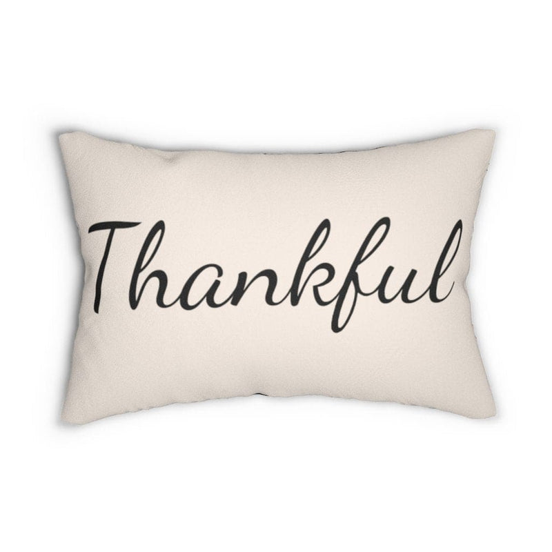 Decorative Throw Pillow - Double Sided Sofa Pillow / Thankful - Beige/black-1