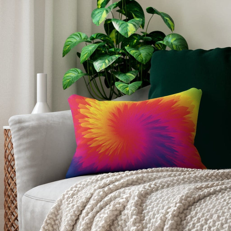 Decorative Lumbar Throw Pillow, Tie Dye Rainbow Swirl Pattern-0