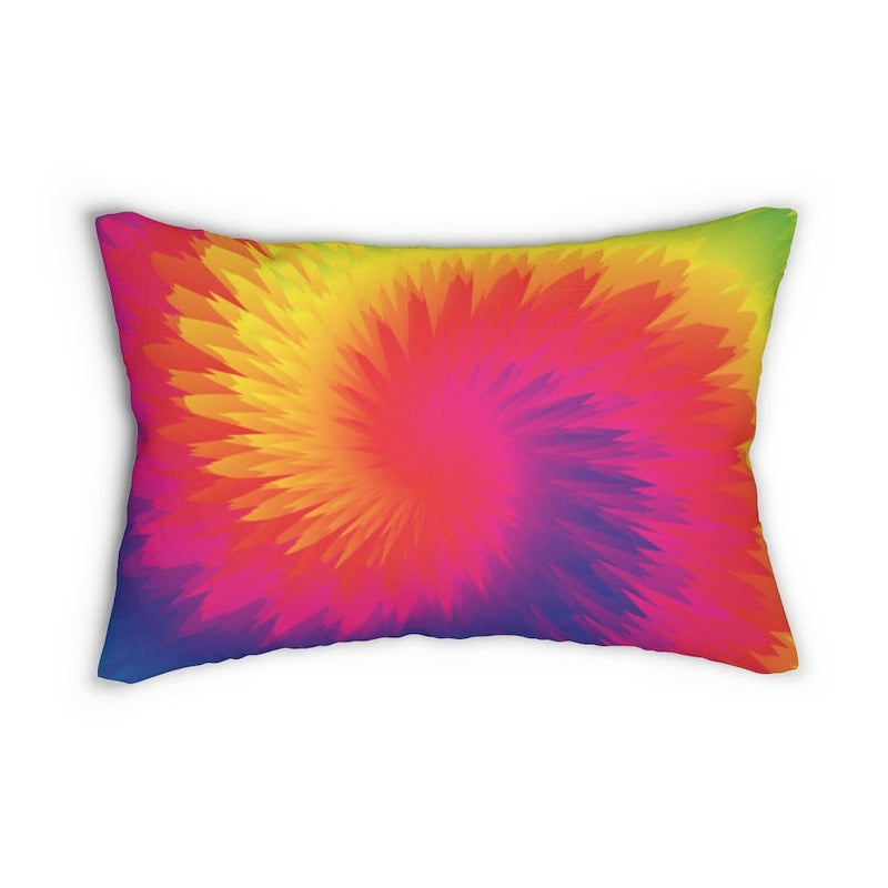 Decorative Lumbar Throw Pillow, Tie Dye Rainbow Swirl Pattern-1