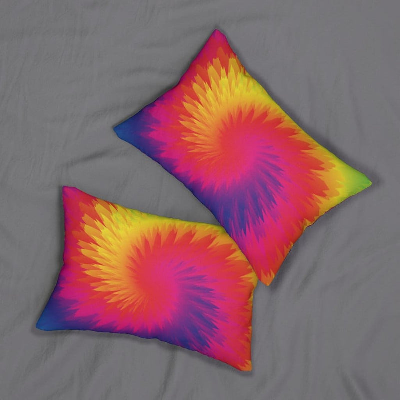 Decorative Lumbar Throw Pillow, Tie Dye Rainbow Swirl Pattern-4