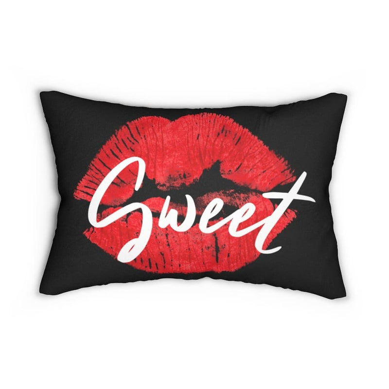 Decorative Throw Pillow - Double Sided / Sweet Lips Kiss - Beige/black-3