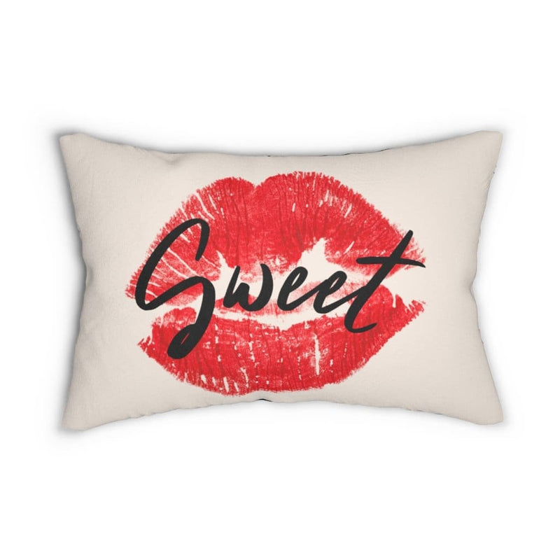 Decorative Throw Pillow - Double Sided / Sweet Lips Kiss - Beige/black-2