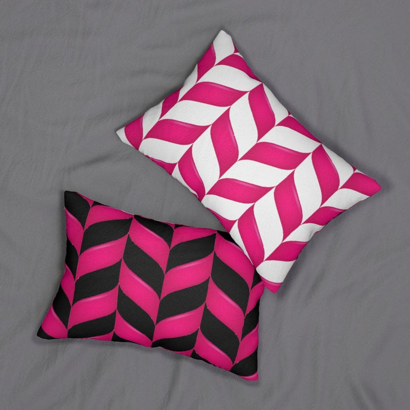 Decorative Lumbar Throw Pillow, Pink Chevron Pattern-4