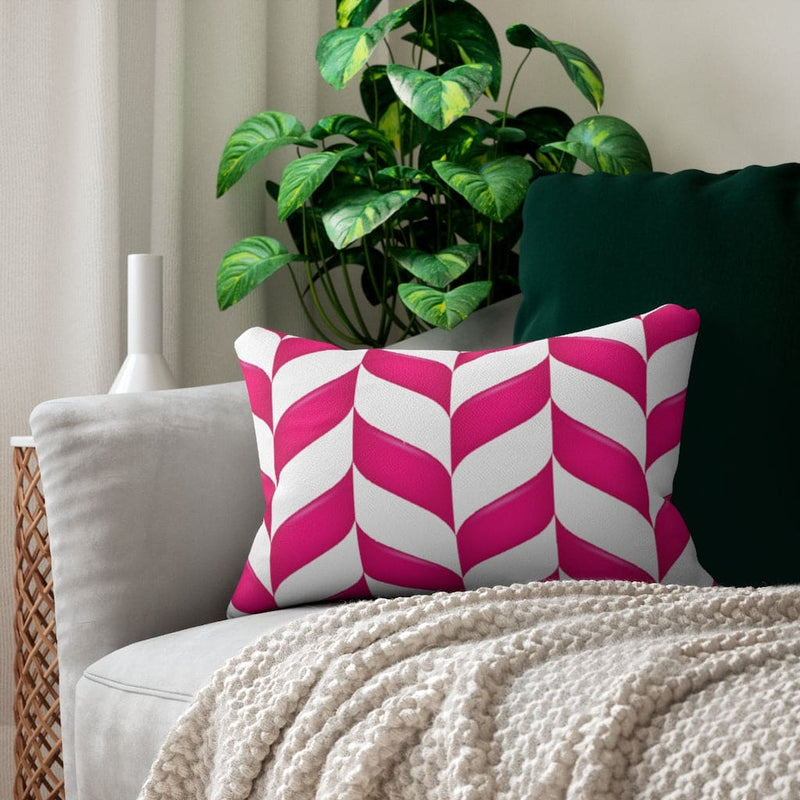 Decorative Lumbar Throw Pillow, Pink Chevron Pattern-0