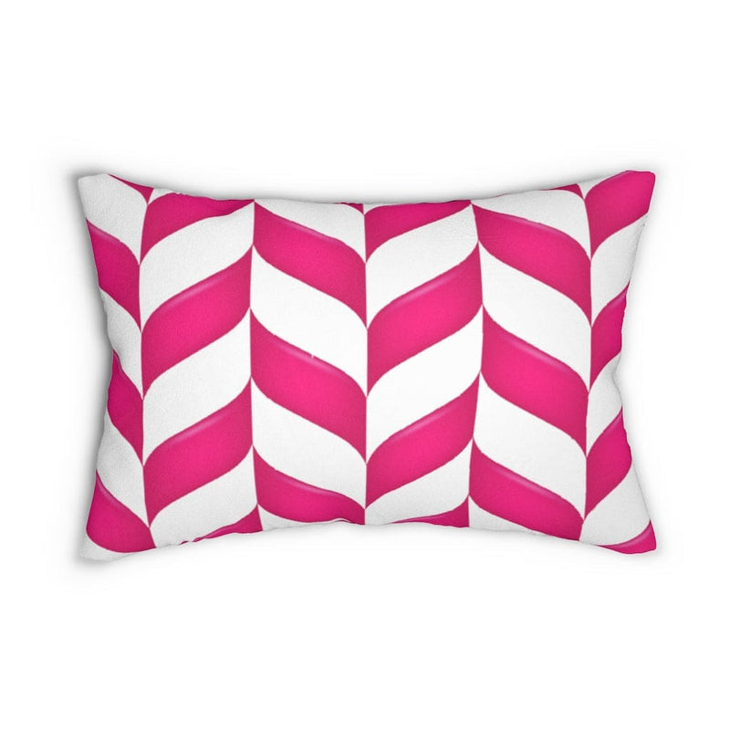 Decorative Lumbar Throw Pillow, Pink Chevron Pattern-1