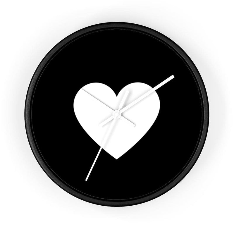 Wall Clock, Black And White Heart Print-4