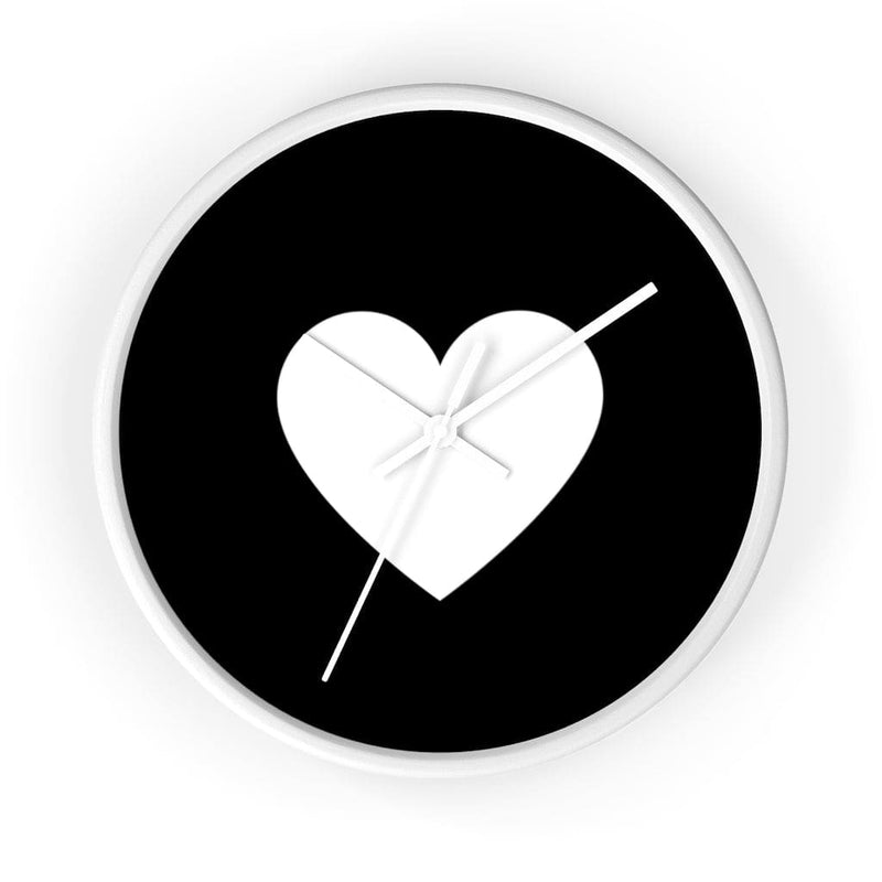 Wall Clock, Black And White Heart Print-6