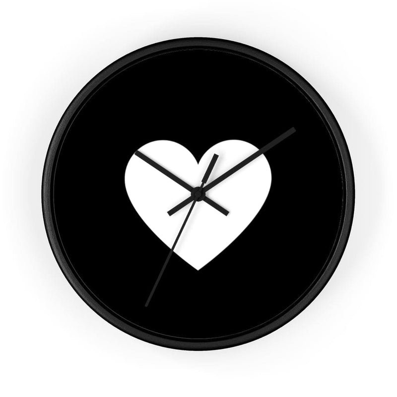 Wall Clock, Black And White Heart Print-2