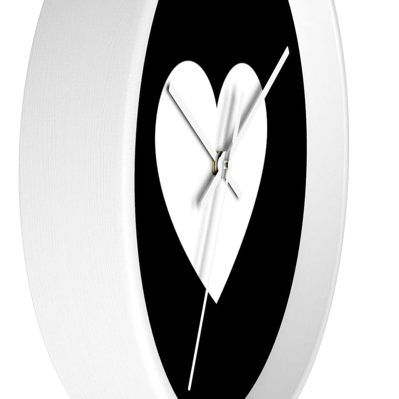 Wall Clock, Black And White Heart Print-7