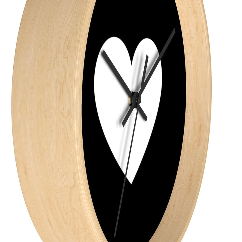 Wall Clock, Black And White Heart Print-9