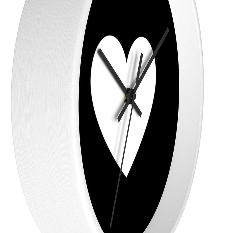 Wall Clock, Black And White Heart Print-1