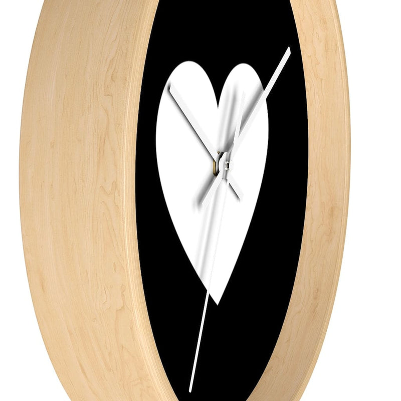 Wall Clock, Black And White Heart Print-11