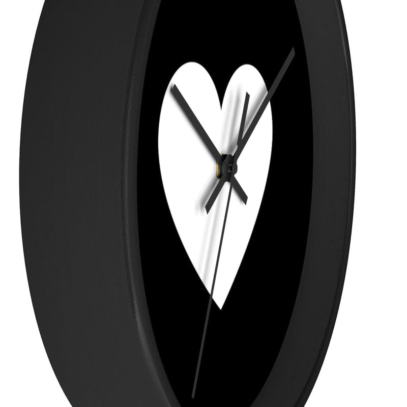 Wall Clock, Black And White Heart Print-3