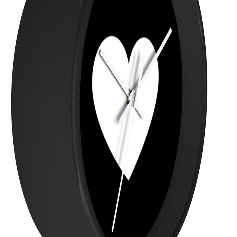 Wall Clock, Black And White Heart Print-5