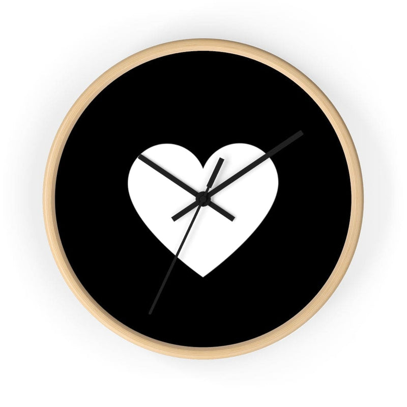 Wall Clock, Black And White Heart Print-8