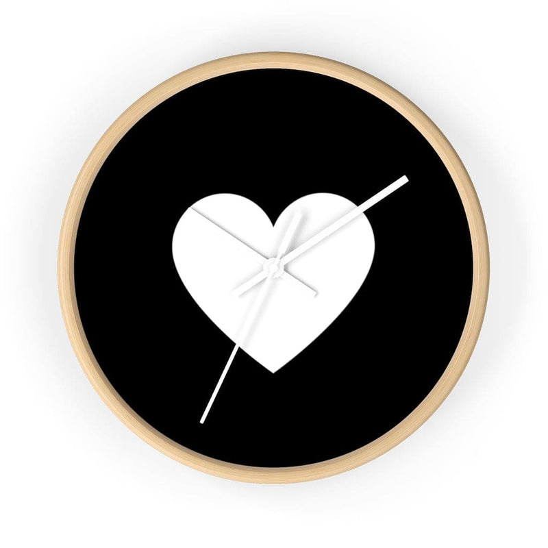 Wall Clock, Black And White Heart Print-10