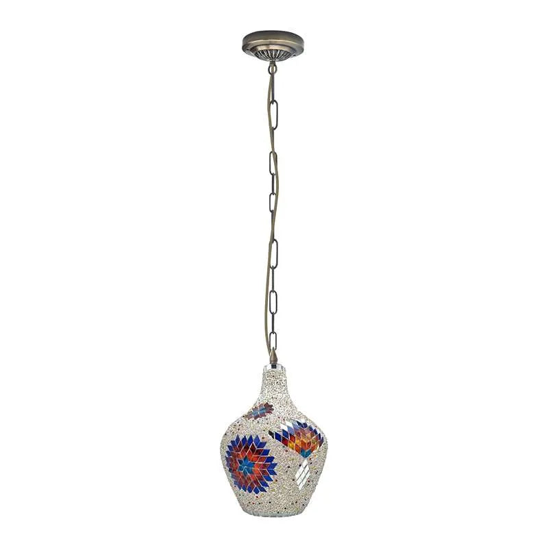 Hanging Handmade Hurricane Mosaic Pendant Lamps Antique Moroccan Ceiling Light~4969-1